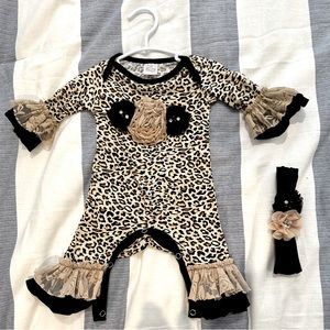 Leopard Ruffle Romper Newborn Baby Girl Coming Home Outfit